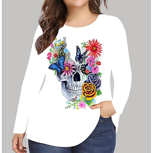 Women's Plus Size Print Graphic Floral Skull T shirt Large Size Round Neck Long Sleeve Tops XL XXL 3XL Red Green Big Size
Women's Plus Size Print Graphic Floral Skull T shirt Large Size Round Neck Long Sleeve Tops XL XXL 3XL Red Green Big Size