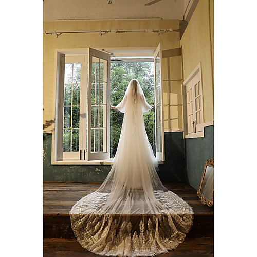 Two-tier Sweet Style Wedding Veil Cathedral Veils with Appliques 94.49 in (240cm) Tulle
Two-tier Sweet Style Wedding Veil Cathedral Veils with Appliques 94.49 in (240cm) Tulle