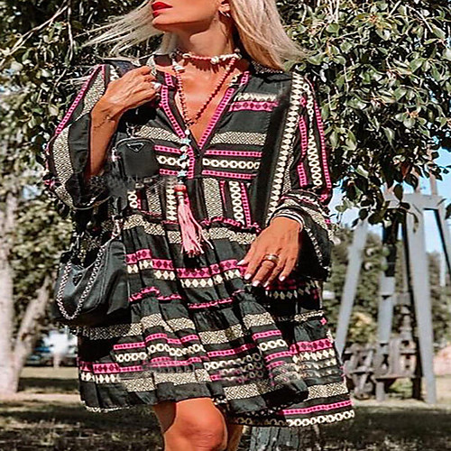 2021 cross-border european and american spring and summer new ladies temperament trumpet sleeve geometric print dress v-neck large skirt
2021 cross-border european and american spring and summer new ladies temperament trumpet sleeve geometric print dress v-neck large skirt