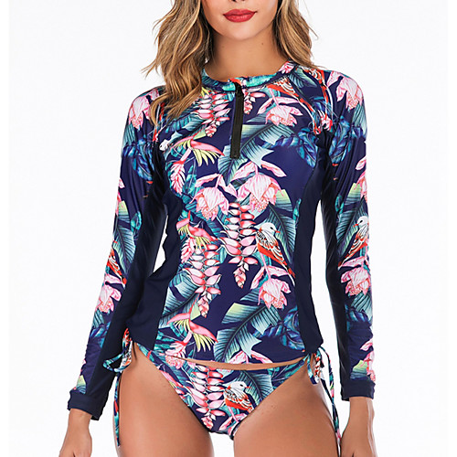 Women's Rash Guard Diving Swimsuit Drawstring Slim Color Block Floral Dark Blue Swimwear Padded Bodysuit High Neck Bathing Suits New Fashion Sexy
Women's Rash Guard Diving Swimsuit Drawstring Slim Color Block Floral Dark Blue Swimwear Padded Bodysuit High Neck Bathing Suits New Fashion Sexy
