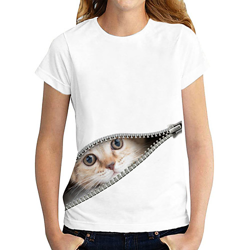 Women's T shirt Cat Graphic 3D Print Round Neck Tops 100% Cotton Basic Basic Top White
Women's T shirt Cat Graphic 3D Print Round Neck Tops 100% Cotton Basic Basic Top White