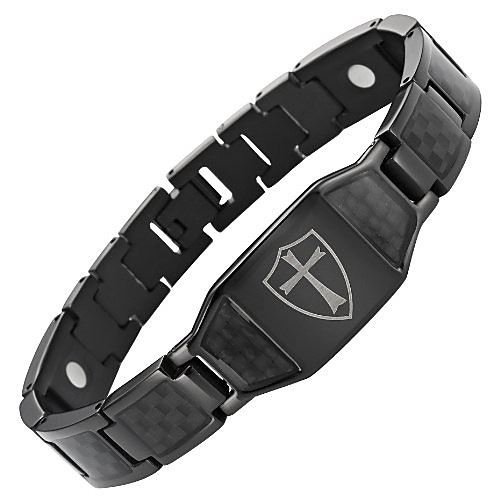 Men's Black Titanium Magnetic Bracelet Knights Templar Cross Shield Black Carbon Fiber Adjustable
Men's Black Titanium Magnetic Bracelet Knights Templar Cross Shield Black Carbon Fiber Adjustable
