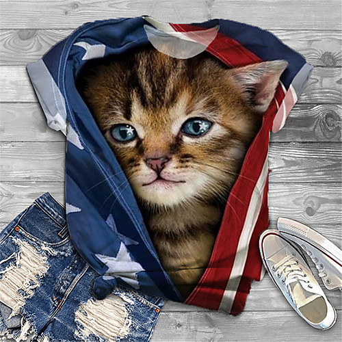 Women's Plus Size Print Cat Graphic Animal T shirt Large Size Crewneck Short Sleeve Basic Tops XL XXL 3XL Blue Big Size
Women's Plus Size Print Cat Graphic Animal T shirt Large Size Crewneck Short Sleeve Basic Tops XL XXL 3XL Blue Big Size