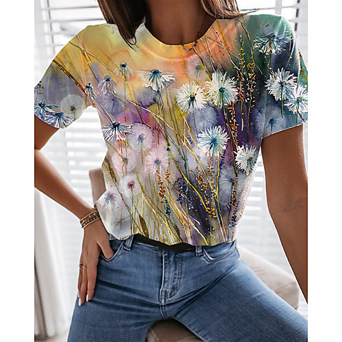 Women's T shirt Plants Graphic Dandelion Print Round Neck Tops Basic Basic Top Yellow Blushing Pink Green
Women's T shirt Plants Graphic Dandelion Print Round Neck Tops Basic Basic Top Yellow Blushing Pink Green