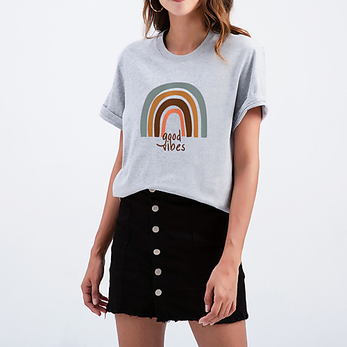 Women's T shirt Rainbow Graphic Letter Print Round Neck Tops Cotton Basic Basic Top White Black Purple
Women's T shirt Rainbow Graphic Letter Print Round Neck Tops Cotton Basic Basic Top White Black Purple