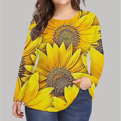 Women's Plus Size Print Graphic Floral Sunflower T shirt Large Size Round Neck Long Sleeve Tops Big Size
Women's Plus Size Print Graphic Floral Sunflower T shirt Large Size Round Neck Long Sleeve Tops Big Size