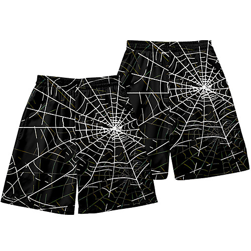 

Men's Casual / Sporty Athleisure Daily Holiday Jogger Shorts Pants Spider web Short Elastic Waist 3D Print Black