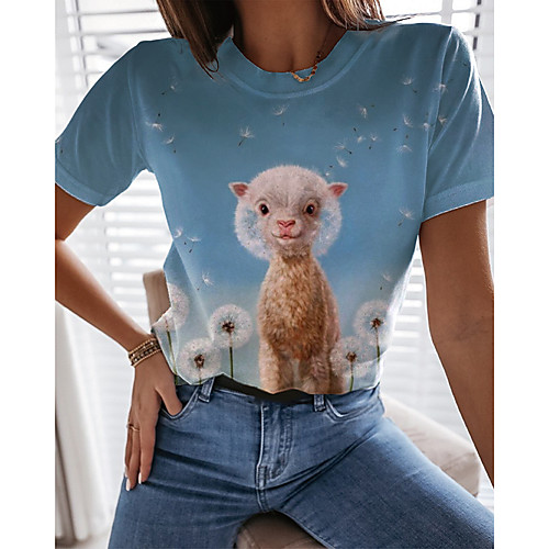 Women's T shirt Graphic Dandelion Animal Print Round Neck Tops Basic Basic Top Blue
Women's T shirt Graphic Dandelion Animal Print Round Neck Tops Basic Basic Top Blue