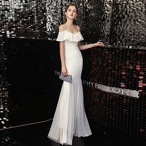 Mermaid / Trumpet Sparkle Sexy Engagement Prom Dress Spaghetti Strap Short Sleeve Floor Length Sequined with Sequin Ruffles 2021
Mermaid / Trumpet Sparkle Sexy Engagement Prom Dress Spaghetti Strap Short Sleeve Floor Length Sequined with Sequin Ruffles 2021