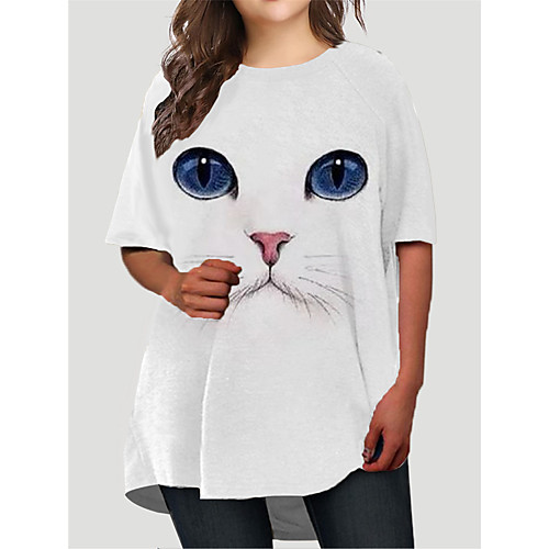 Women's Plus Size Cat Graphic Animal Print Basic Half Sleeve Fall Short Mini Dress T Shirt Dress Tee Dress White
Women's Plus Size Cat Graphic Animal Print Basic Half Sleeve Fall Short Mini Dress T Shirt Dress Tee Dress White