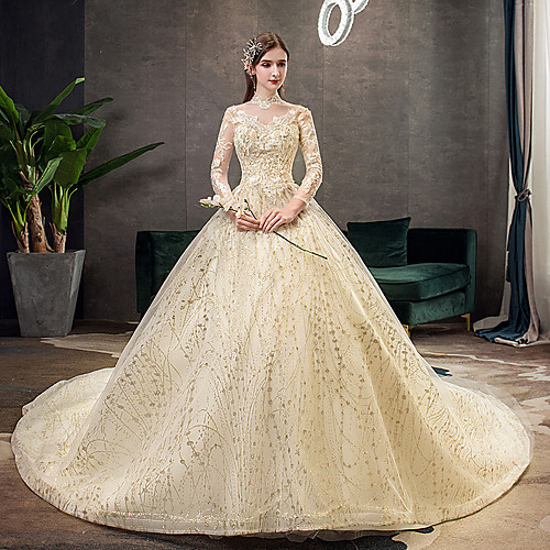 Princess Ball Gown Wedding Dresses High Neck Chapel Train Lace Tulle Sequined Long Sleeve Formal Romantic Vintage Sparkle & Shine with Beading Sequin Appliques 2021
Princess Ball Gown Wedding Dresses High Neck Chapel Train Lace Tulle Sequined Long Sleeve Formal Romantic Vintage Sparkle & Shine with Beading Sequin Appliques 2021