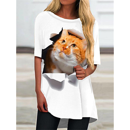 Women's T Shirt Dress Tee Dress Short Mini Dress White Yellow Half Sleeve Cat Animal Print Spring Summer Round Neck Casual 2021 S M L XL XXL 3XL
Women's T Shirt Dress Tee Dress Short Mini Dress White Yellow Half Sleeve Cat Animal Print Spring Summer Round Neck Casual 2021 S M L XL XXL 3XL