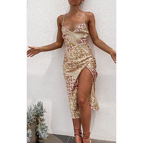 Women's Shift Dress Short Mini Dress Gold Sleeveless Floral Split Summer V Neck Sexy 2021 S M L XL
Women's Shift Dress Short Mini Dress Gold Sleeveless Floral Split Summer V Neck Sexy 2021 S M L XL