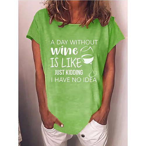 Women's T shirt Letter Print Round Neck Tops Cotton Basic Basic Top Blue Red Green
Women's T shirt Letter Print Round Neck Tops Cotton Basic Basic Top Blue Red Green