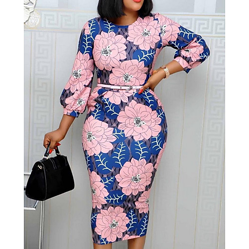 Women's Plus Size Dresses Sheath Dress Knee Length Dress Long Sleeve Floral Print Casual Spring & Fall Blue S M L XL XXL
Women's Plus Size Dresses Sheath Dress Knee Length Dress Long Sleeve Floral Print Casual Spring & Fall Blue S M L XL XXL