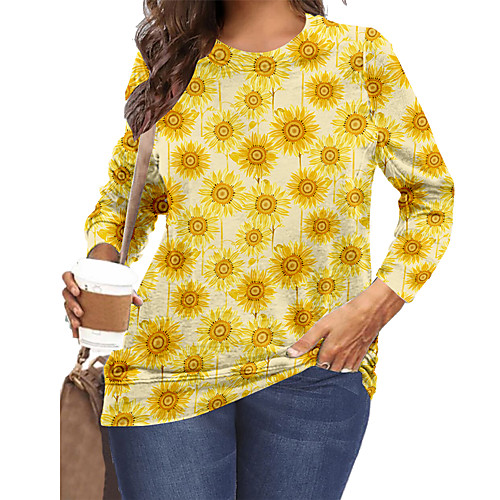 Women's Plus Size Print Graphic Floral Sunflower T shirt Large Size Crewneck Long Sleeve Tops XL XXL 3XL Yellow Big Size
Women's Plus Size Print Graphic Floral Sunflower T shirt Large Size Crewneck Long Sleeve Tops XL XXL 3XL Yellow Big Size
