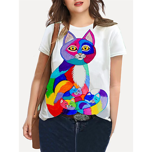 Women's Plus Size Print Cat Graphic Animal T shirt Large Size Crewneck Short Sleeve Basic Tops XL XXL 3XL White Big Size
Women's Plus Size Print Cat Graphic Animal T shirt Large Size Crewneck Short Sleeve Basic Tops XL XXL 3XL White Big Size