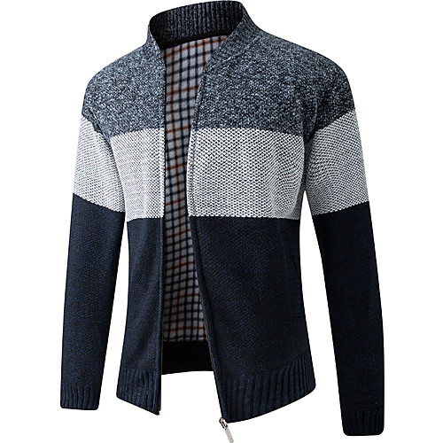 Men's Striped Cardigan Long Sleeve Sweater Cardigans Stand Collar Winter Blue Red Navy Blue 
Men's Striped Cardigan Long Sleeve Sweater Cardigans Stand Collar Winter Blue Red Navy Blue