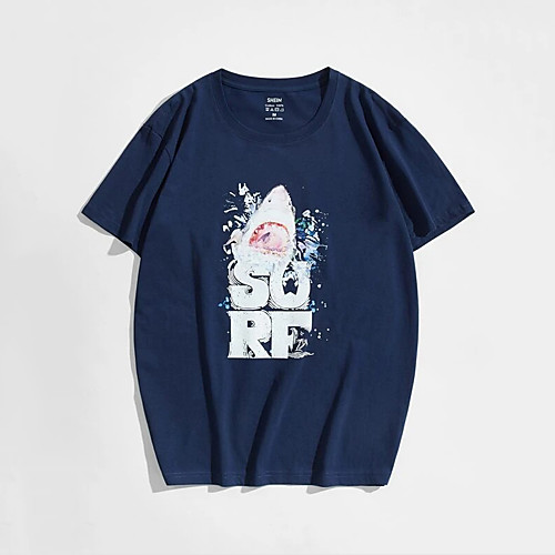 Men's Unisex T shirt Hot Stamping Graphic Prints Shark Animal Plus Size Print Short Sleeve Daily Tops 100% Cotton Fashion Vintage Classic Navy Blue
Men's Unisex T shirt Hot Stamping Graphic Prints Shark Animal Plus Size Print Short Sleeve Daily Tops 100% Cotton Fashion Vintage Classic Navy Blue