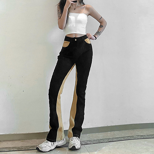 Women's Stylish Streetwear Comfort Casual Daily Chinos Pants Color Block Full Length Pocket Black
Women's Stylish Streetwear Comfort Casual Daily Chinos Pants Color Block Full Length Pocket Black