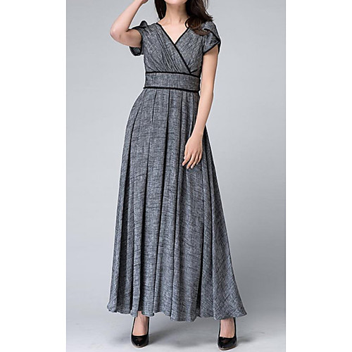 Women's Sheath Dress Maxi long Dress Gray Short Sleeve Solid Color Print Fall Summer V Neck Elegant Casual 2021 S M L XL XXL 3XL
Women's Sheath Dress Maxi long Dress Gray Short Sleeve Solid Color Print Fall Summer V Neck Elegant Casual 2021 S M L XL XXL 3XL