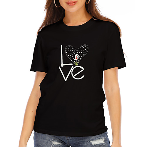 Women's T shirt Graphic Heart Letter Print Round Neck Tops 100% Cotton Basic Basic Top Black
Women's T shirt Graphic Heart Letter Print Round Neck Tops 100% Cotton Basic Basic Top Black