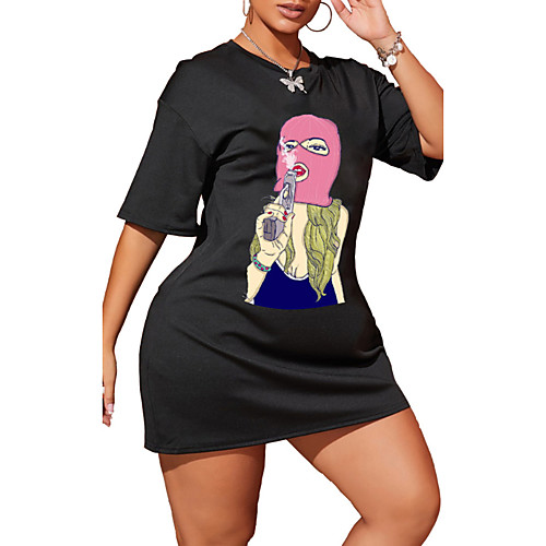 Women's T Shirt Dress Tee Dress Short Mini Dress Black Short Sleeve Print Print Summer Round Neck Casual 2021 S M L XL XXL
Women's T Shirt Dress Tee Dress Short Mini Dress Black Short Sleeve Print Print Summer Round Neck Casual 2021 S M L XL XXL