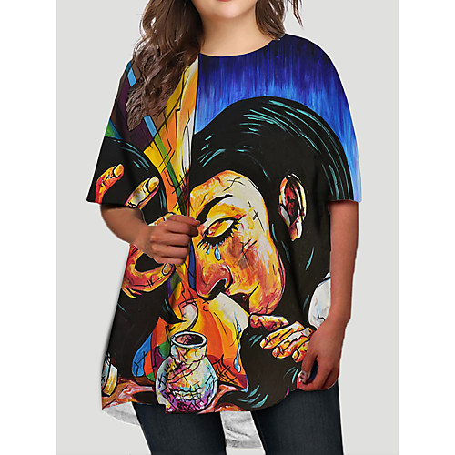 Women's Plus Size Graphic Color Block Print Casual Half Sleeve Fall Short Mini Dress T Shirt Dress Tee Dress Blue
Women's Plus Size Graphic Color Block Print Casual Half Sleeve Fall Short Mini Dress T Shirt Dress Tee Dress Blue
