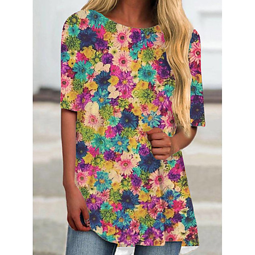 Women's T Shirt Dress Tee Dress Short Mini Dress Blushing Pink Rainbow Short Sleeve Floral Print Spring Summer Round Neck Casual 2021 S M L XL XXL 3XL
Women's T Shirt Dress Tee Dress Short Mini Dress Blushing Pink Rainbow Short Sleeve Floral Print Spring Summer Round Neck Casual 2021 S M L XL XXL 3XL