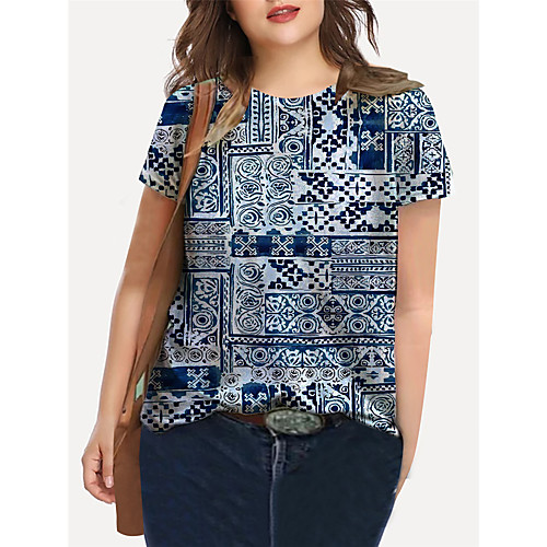 Women's Plus Size Print Graphic Tribal T shirt Large Size Crewneck Short Sleeve Basic Tops XL XXL 3XL Blue Big Size
Women's Plus Size Print Graphic Tribal T shirt Large Size Crewneck Short Sleeve Basic Tops XL XXL 3XL Blue Big Size