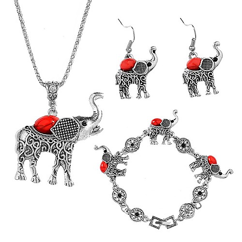 Women's Jewelry Set Thick Chain Elephant Folk Style Earrings Jewelry Black / Red / Green For Party Evening 1 set
Women's Jewelry Set Thick Chain Elephant Folk Style Earrings Jewelry Black / Red / Green For Party Evening 1 set