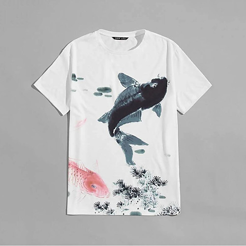 Men's T shirt Hot Stamping Carp Animal Print Short Sleeve Casual Tops 100% Cotton Basic Casual Fashion White
Men's T shirt Hot Stamping Carp Animal Print Short Sleeve Casual Tops 100% Cotton Basic Casual Fashion White