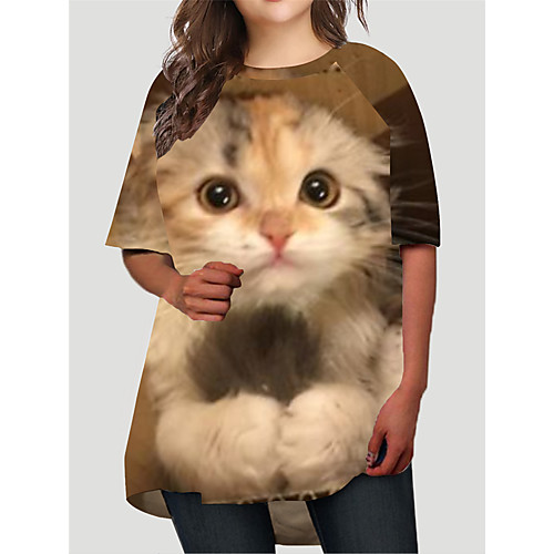 Women's Plus Size Cat Graphic Animal Print Basic Half Sleeve Fall Short Mini Dress T Shirt Dress Tee Dress Orange
Women's Plus Size Cat Graphic Animal Print Basic Half Sleeve Fall Short Mini Dress T Shirt Dress Tee Dress Orange