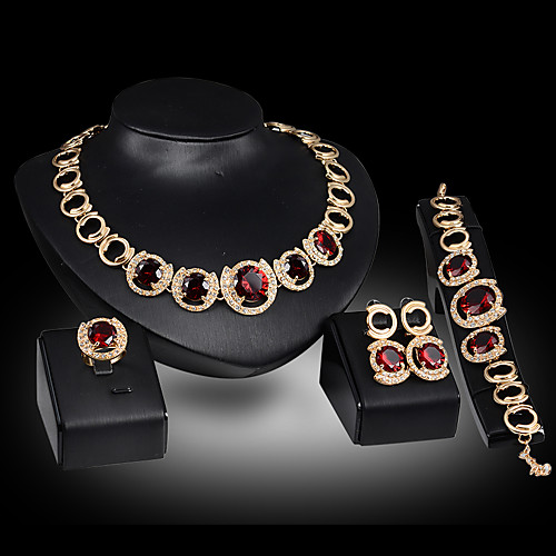 Women's Jewelry Set Bridal Jewelry Sets Geometrical Precious Fashion Gold Plated Earrings Jewelry Red / Green For Christmas Wedding Halloween Party Evening Gift 1 set
Women's Jewelry Set Bridal Jewelry Sets Geometrical Precious Fashion Gold Plated Earrings Jewelry Red / Green For Christmas Wedding Halloween Party Evening Gift 1 set