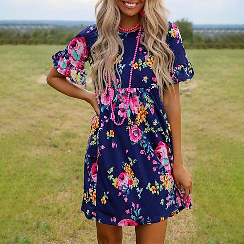 Women's Shift Dress Short Mini Dress Blushing Pink Royal Blue Half Sleeve Floral Print Spring Summer Round Neck Casual Flare Cuff Sleeve 2021 S M L XL
Women's Shift Dress Short Mini Dress Blushing Pink Royal Blue Half Sleeve Floral Print Spring Summer Round Neck Casual Flare Cuff Sleeve 2021 S M L XL