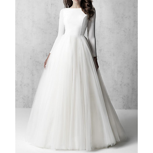 A-Line Wedding Dresses Jewel Neck Floor Length Tulle Italy Satin Long Sleeve Country Simple with 2021
A-Line Wedding Dresses Jewel Neck Floor Length Tulle Italy Satin Long Sleeve Country Simple with 2021