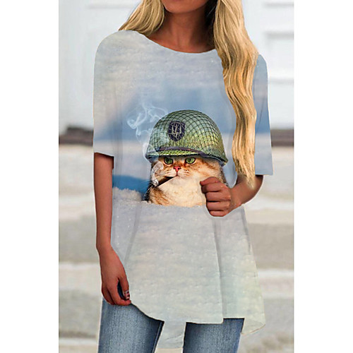 Women's T Shirt Dress Tee Dress Short Mini Dress White Blue Half Sleeve Cat Animal Print Spring Summer Round Neck Casual 2021 S M L XL XXL 3XL
Women's T Shirt Dress Tee Dress Short Mini Dress White Blue Half Sleeve Cat Animal Print Spring Summer Round Neck Casual 2021 S M L XL XXL 3XL