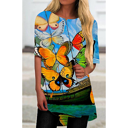 Women's Shift Dress Short Mini Dress Black Blue Half Sleeve Print Animal Print Fall Spring Round Neck Casual 2021 S M L XL XXL 3XL
Women's Shift Dress Short Mini Dress Black Blue Half Sleeve Print Animal Print Fall Spring Round Neck Casual 2021 S M L XL XXL 3XL