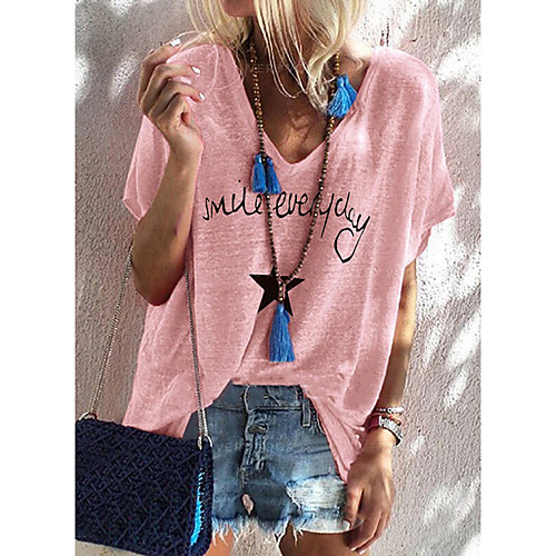 Women's T shirt Letter Print V Neck Tops Basic Basic Top Blushing Pink Green Light gray
Women's T shirt Letter Print V Neck Tops Basic Basic Top Blushing Pink Green Light gray
