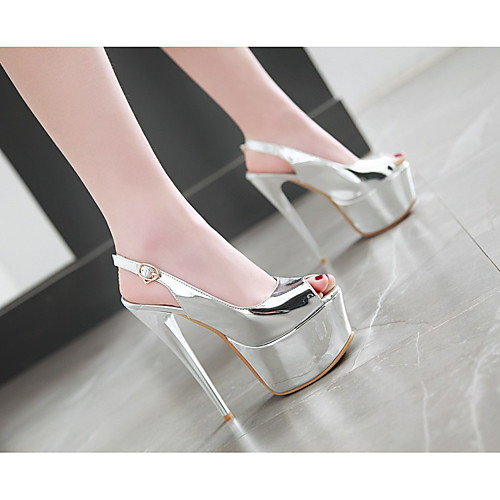 Women's Sandals Stiletto Heel Peep Toe PU Synthetics Gold Silver 
Women's Sandals Stiletto Heel Peep Toe PU Synthetics Gold Silver