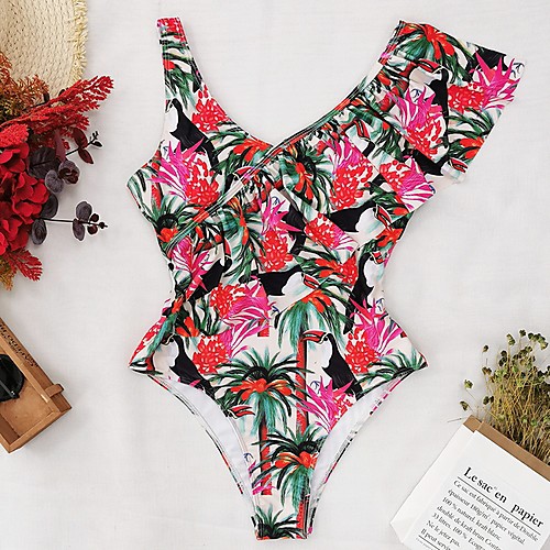 Women's One Piece Romper Swimsuit Tummy Control Slim Print Color Block Geometric Blue bottom printing Yellow-green leaves Swimwear Padded Bathing Suits New Fashion Sexy
Women's One Piece Romper Swimsuit Tummy Control Slim Print Color Block Geometric Blue bottom printing Yellow-green leaves Swimwear Padded Bathing Suits New Fashion Sexy