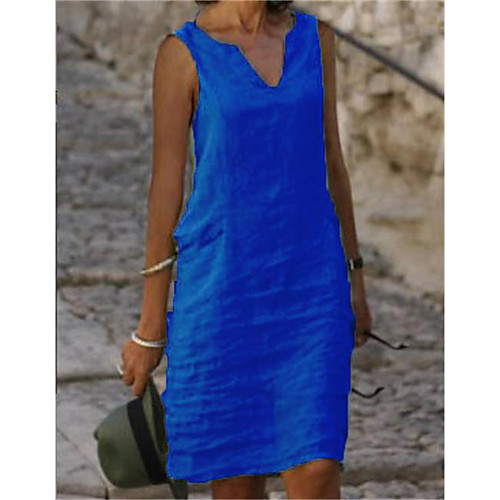 Women's A Line Dress Knee Length Dress Blue Red Yellow Blushing Pink Green Royal Blue Sleeveless Solid Color Summer V Neck Elegant 2021 S M L XL XXL 3XL 4XL
Women's A Line Dress Knee Length Dress Blue Red Yellow Blushing Pink Green Royal Blue Sleeveless Solid Color Summer V Neck Elegant 2021 S M L XL XXL 3XL 4XL
