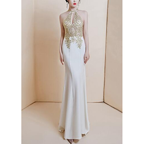 Mermaid / Trumpet Sexy Floral Wedding Guest Formal Evening Dress Halter Neck Sleeveless Sweep / Brush Train Stretch Fabric with Sequin Embroidery 2021
Mermaid / Trumpet Sexy Floral Wedding Guest Formal Evening Dress Halter Neck Sleeveless Sweep / Brush Train Stretch Fabric with Sequin Embroidery 2021