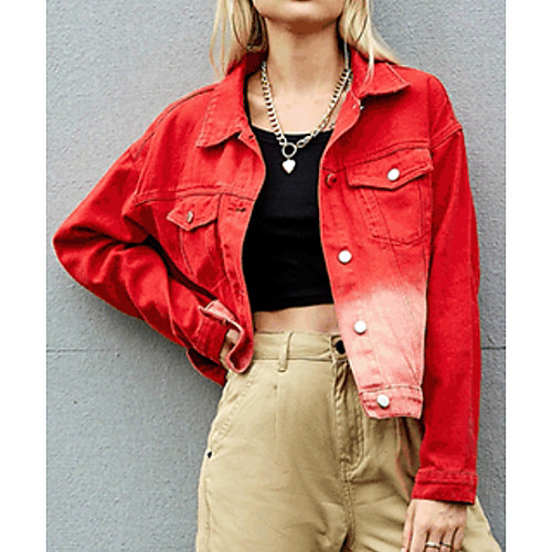 Women's Color Block Basic Spring & Fall Denim Jacket Regular Daily Long Sleeve Cotton Coat Tops Red
Women's Color Block Basic Spring & Fall Denim Jacket Regular Daily Long Sleeve Cotton Coat Tops Red