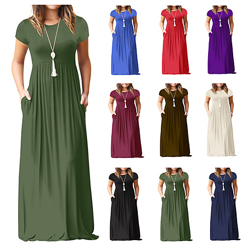 Women's Plus Size Dresses T Shirt Dress Tee Dress Maxi long Dress Short Sleeve Solid Color Pocket Prom Dresses Spring & Summer Wine ArmyGreen Black S M L XL XXL / Party / Loose
Women's Plus Size Dresses T Shirt Dress Tee Dress Maxi long Dress Short Sleeve Solid Color Pocket Prom Dresses Spring & Summer Wine ArmyGreen Black S M L XL XXL / Party / Loose