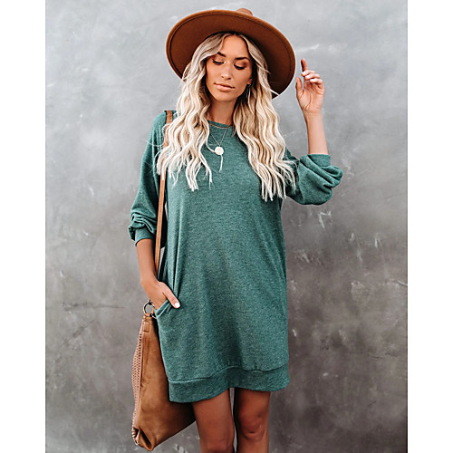 Women's T Shirt Dress Tee Dress Knee Length Dress Wine Orange Green Dark Gray Long Sleeve Solid Color Pocket Fall Spring Round Neck Casual Lantern Sleeve Cotton 2021 S M L XL XXL
Women's T Shirt Dress Tee Dress Knee Length Dress Wine Orange Green Dark Gray Long Sleeve Solid Color Pocket Fall Spring Round Neck Casual Lantern Sleeve Cotton 2021 S M L XL XXL