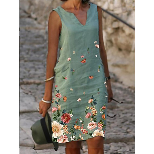 Women's A Line Dress Knee Length Dress Blue Green Sleeveless Floral Print Summer V Neck Elegant 2021 M L XL XXL 3XL 4XL
Women's A Line Dress Knee Length Dress Blue Green Sleeveless Floral Print Summer V Neck Elegant 2021 M L XL XXL 3XL 4XL