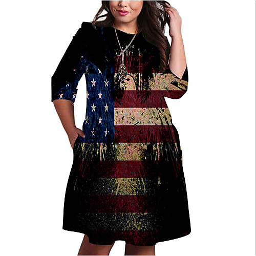 Women's Plus Size Dresses Shift Dress Knee Length Dress 3/4 Length Sleeve Graphic Flag Print Basic Fall Black XL XXL 3XL 4XL 5XL / Holiday
Women's Plus Size Dresses Shift Dress Knee Length Dress 3/4 Length Sleeve Graphic Flag Print Basic Fall Black XL XXL 3XL 4XL 5XL / Holiday