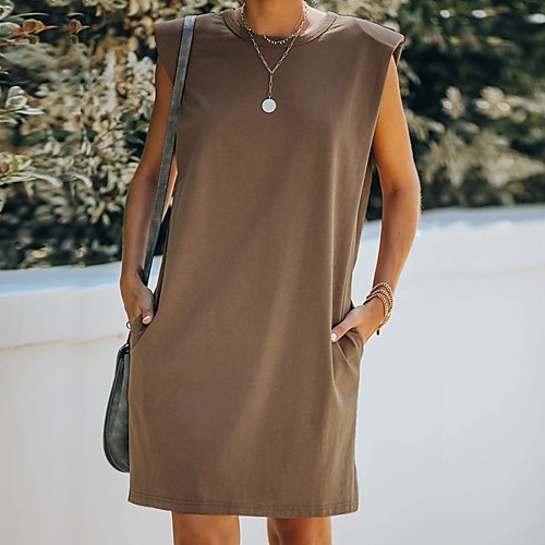 Women's A Line Dress Short Mini Dress White Black Army Green Brown Sleeveless Solid Color Pocket Spring Summer Round Neck Casual 2021 S M L XL
Women's A Line Dress Short Mini Dress White Black Army Green Brown Sleeveless Solid Color Pocket Spring Summer Round Neck Casual 2021 S M L XL