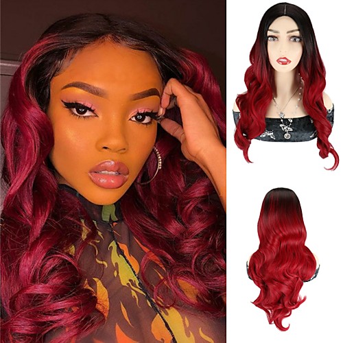 Synthetic Wig 24 Wavy Body Wave Middle Part Wig 24 inch Black / Dark Wine Synthetic Hair 24 inch Women's Cosplay Party African American Wig Burgundy
Synthetic Wig 24 Wavy Body Wave Middle Part Wig 24 inch Black / Dark Wine Synthetic Hair 24 inch Women's Cosplay Party African American Wig Burgundy
